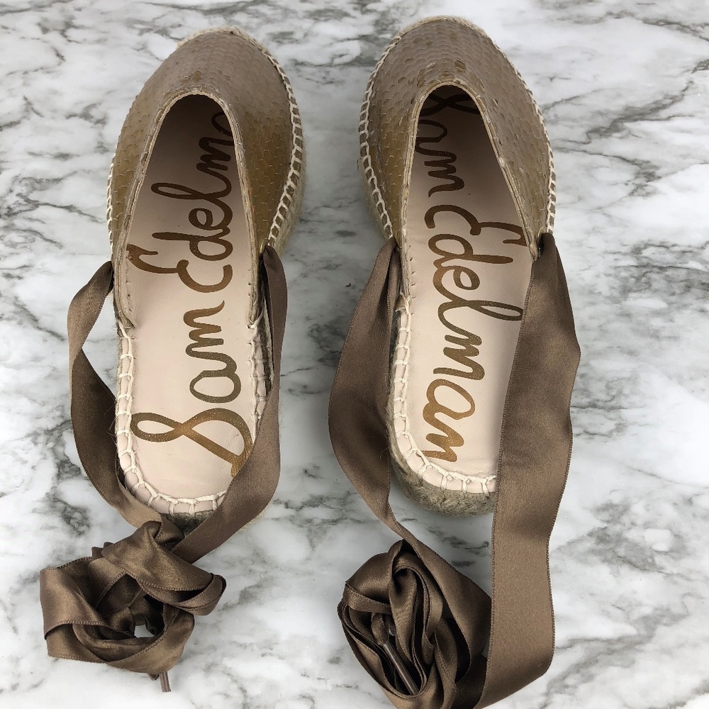 NEW Sam Edelman Inna Lace Up Natural Brown Espadrilles Sandals - Picture 5 of 6